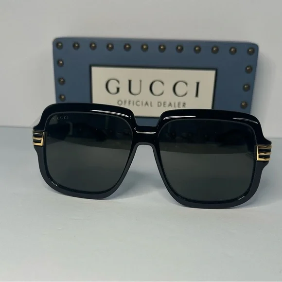 New- Authentic Gucci Sunglasses Men's GG0979S 001 Black/Grey 59-15-140mm